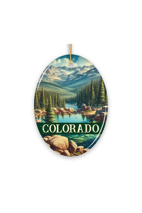 Colorado Alpine Lake Vintage Ceramic Ornament