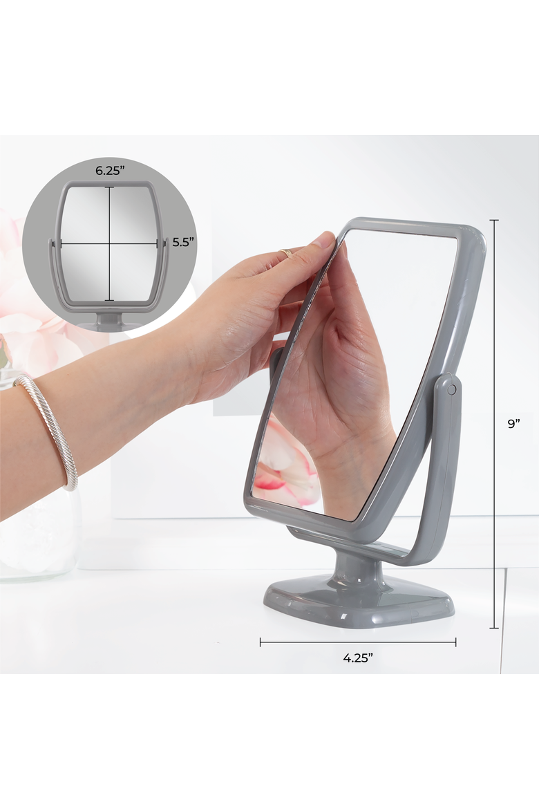 Geo Makeup Mirror with Magnification, Alternate, color, Gray