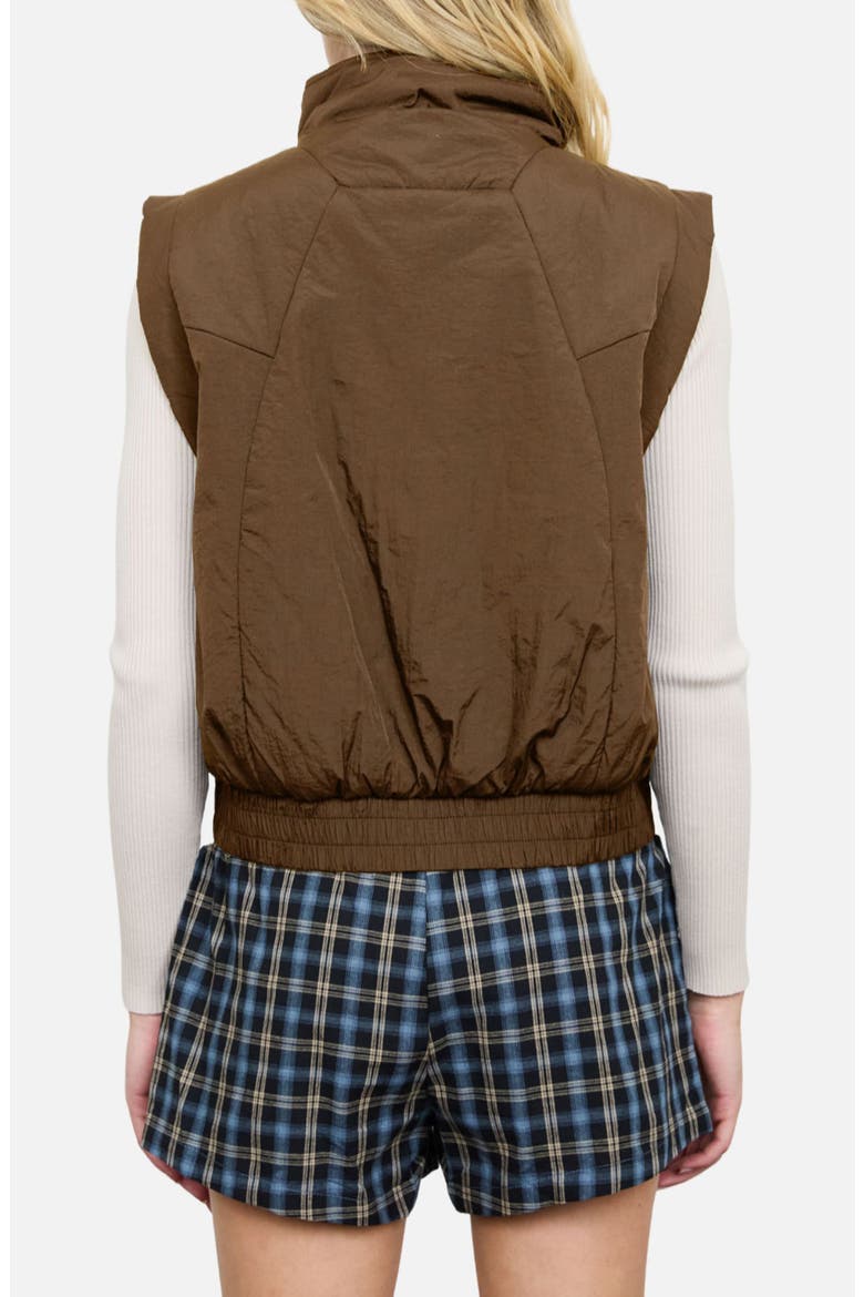 Cropped Mock Neck Puffer Vest, Alternate, color, CHOCOLATE BROWN