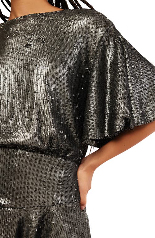 Free People Manuka Sequin-embellished Tulle Mini Dress In Silver
