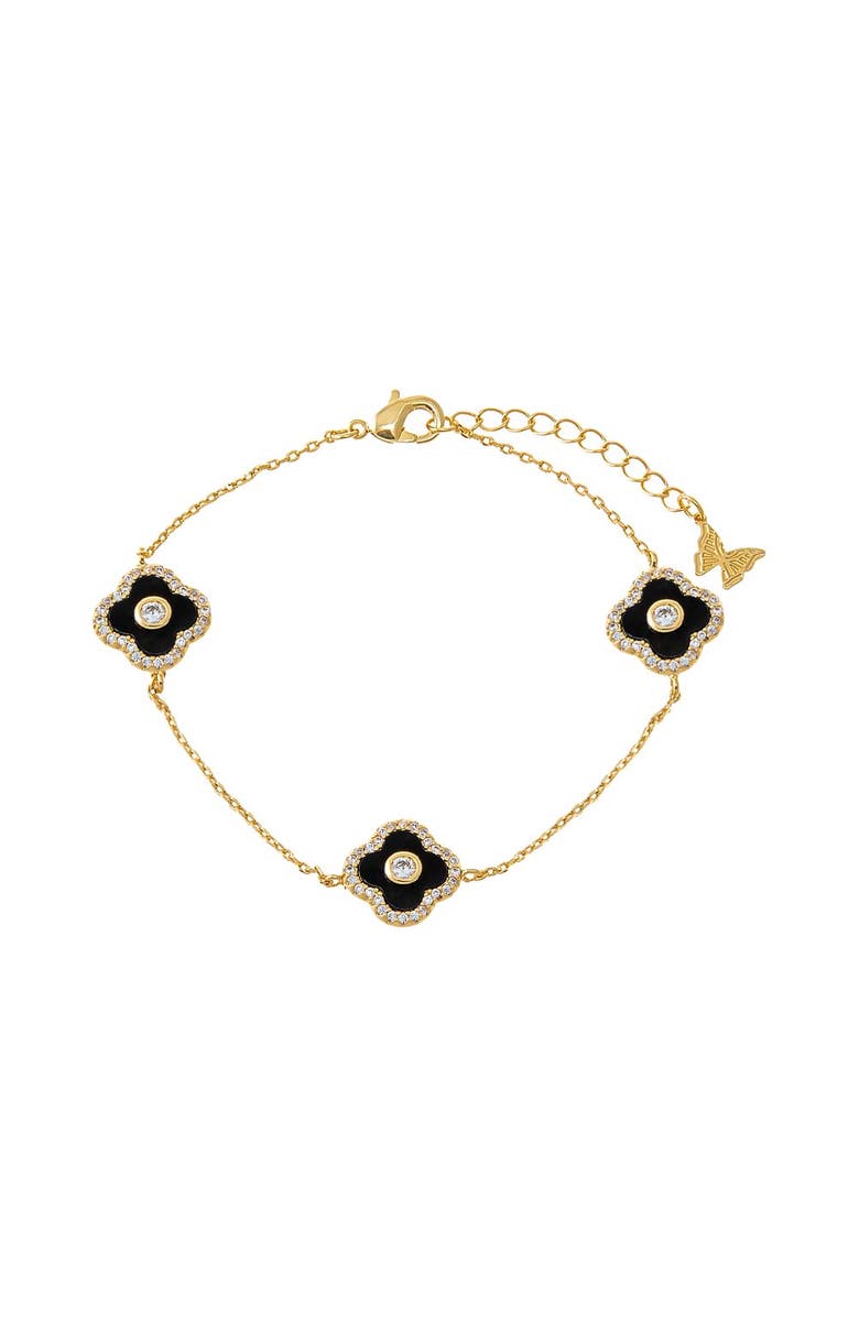 BY ADINA EDEN Multi Pave Outlined Colored Stone Clover Bracelet, Main, color, 