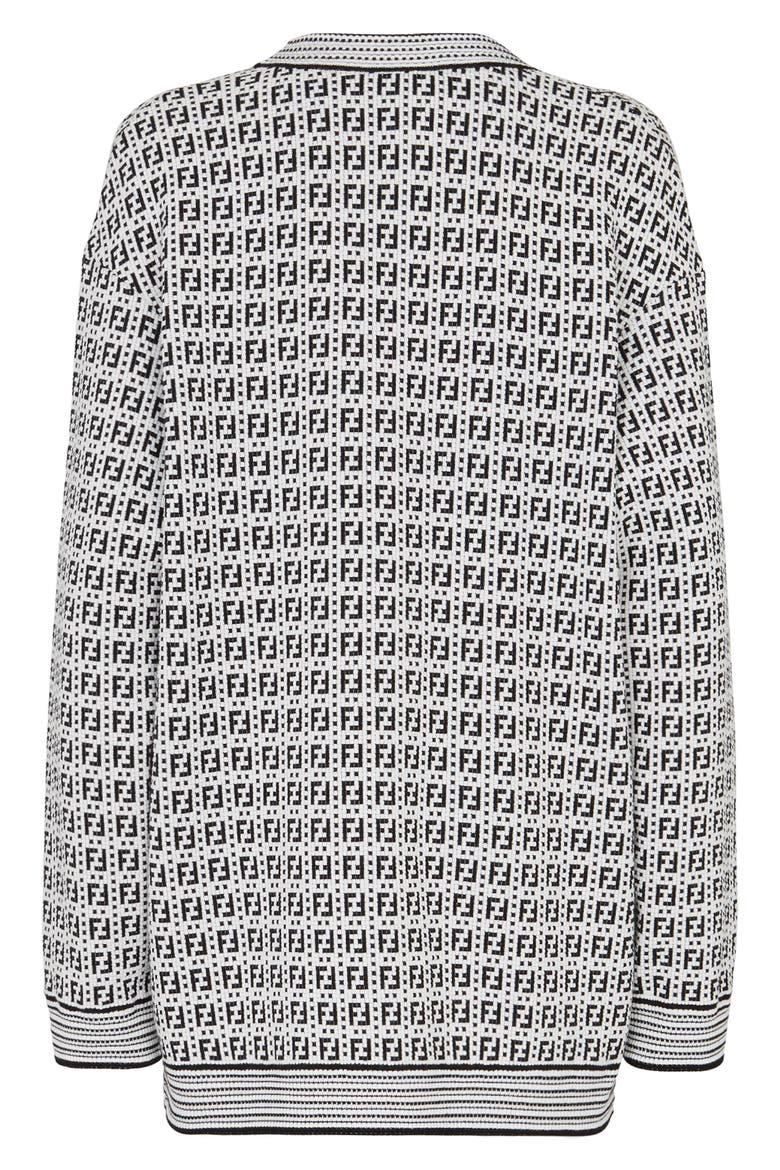 Double-F Long Cardigan, Alternate, color, WHITE