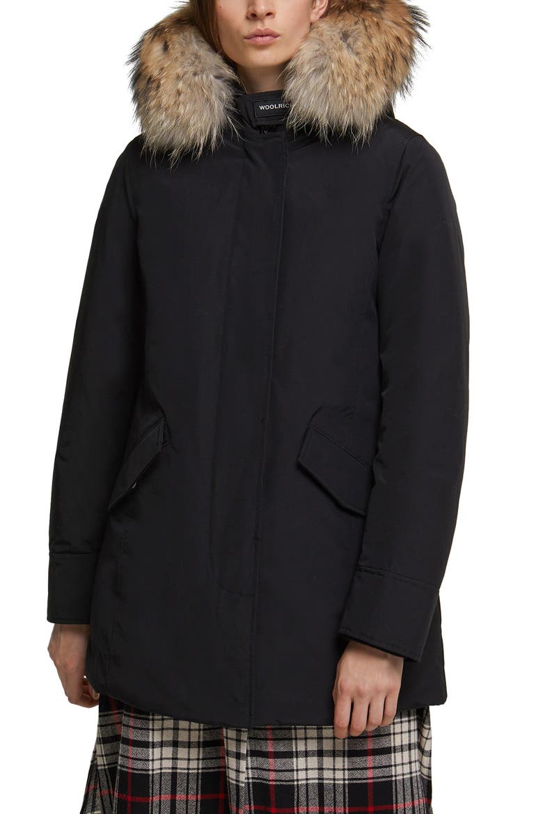 Arctic Down Parka with Genuine Coyote Fur Trim, Main, color, BLACK