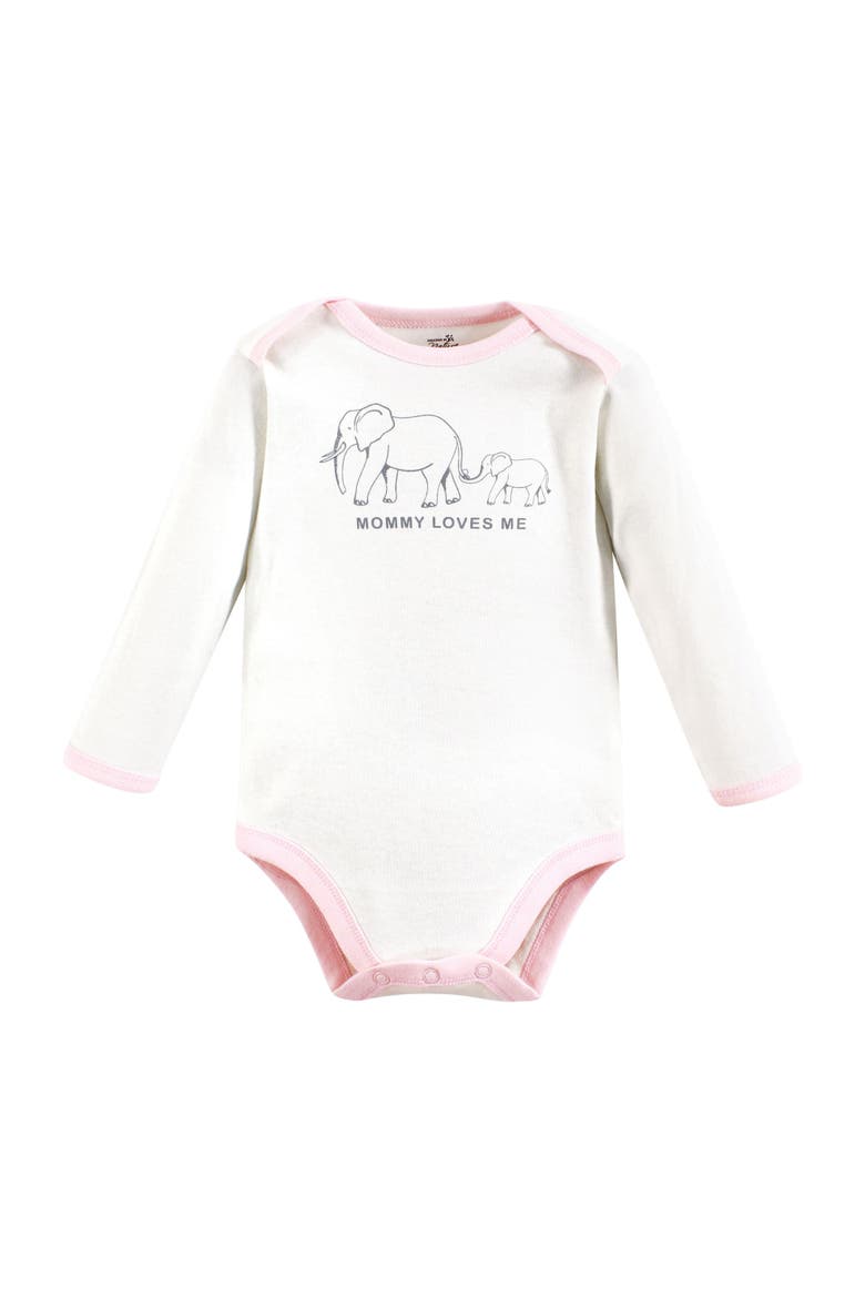 Little Soft Organic Cotton Long-Sleeve One-Piece Essentials, Alternate, color, Pink Peanut