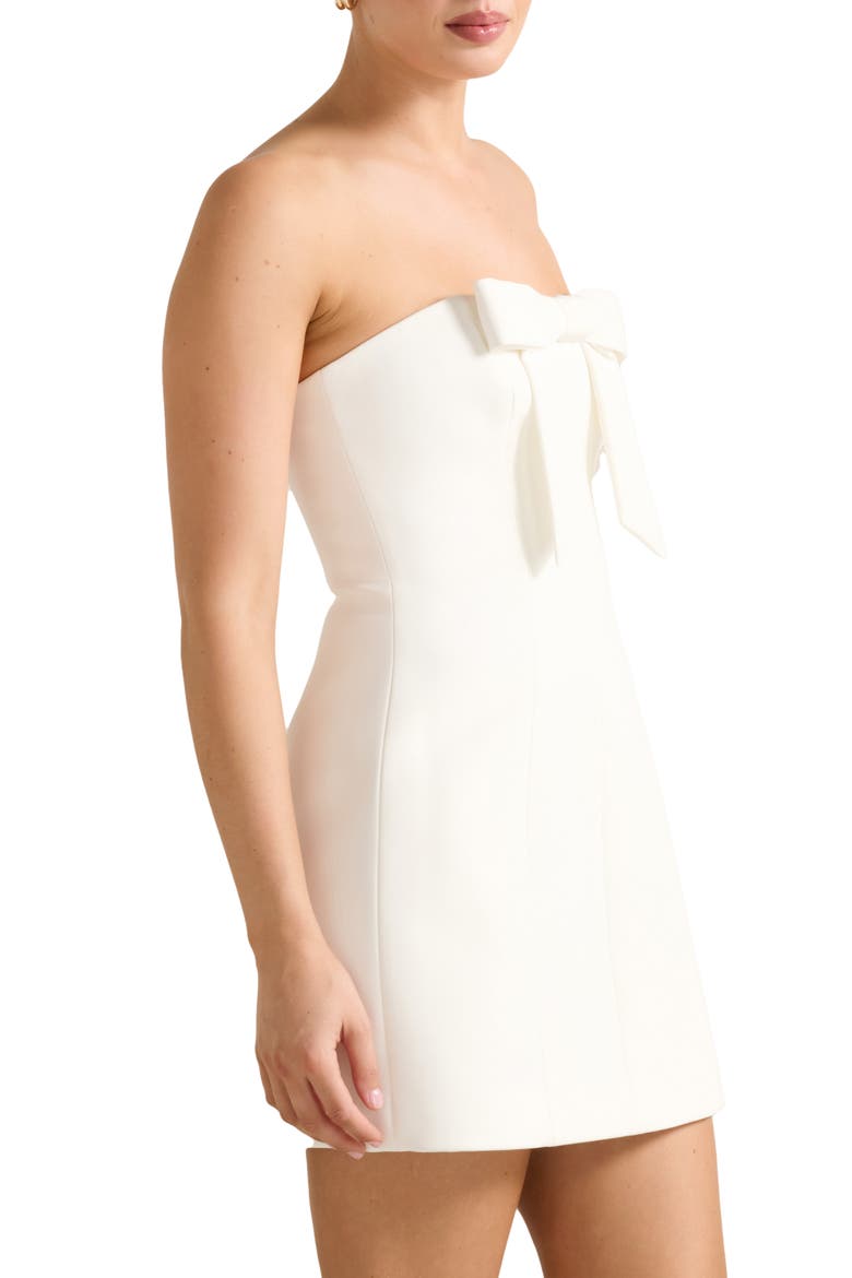 Harper Bow Detail Strapless Minidress, Alternate, color, PORCELAIN