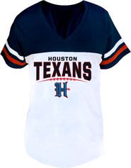 PROFILE Women's Profile Navy/White Houston Texans Plus Size Split Body V-Neck T-shirt