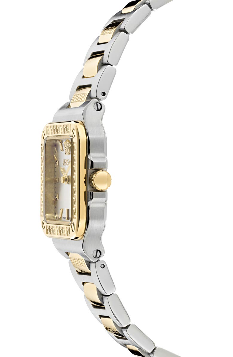 Versace Greca Edge Two-Tone Bracelet Watch, 30mm x 30mm, Alternate, color, Silver/ Two Tone