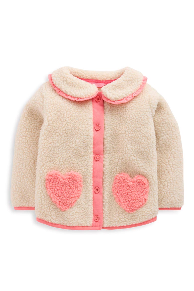 Kids' Borg Fleece Heart Jacket, Main, color, NEUTRAL/ PINK HEART