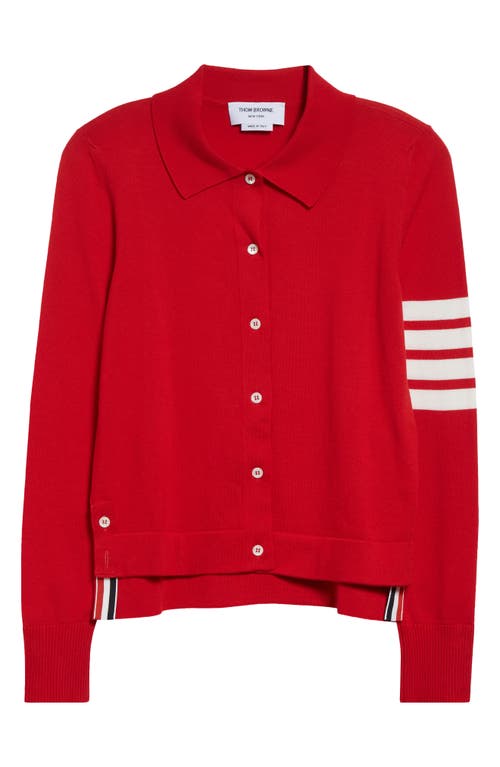 Thom Browne Red Cotton 4-bar Cardigan In Red