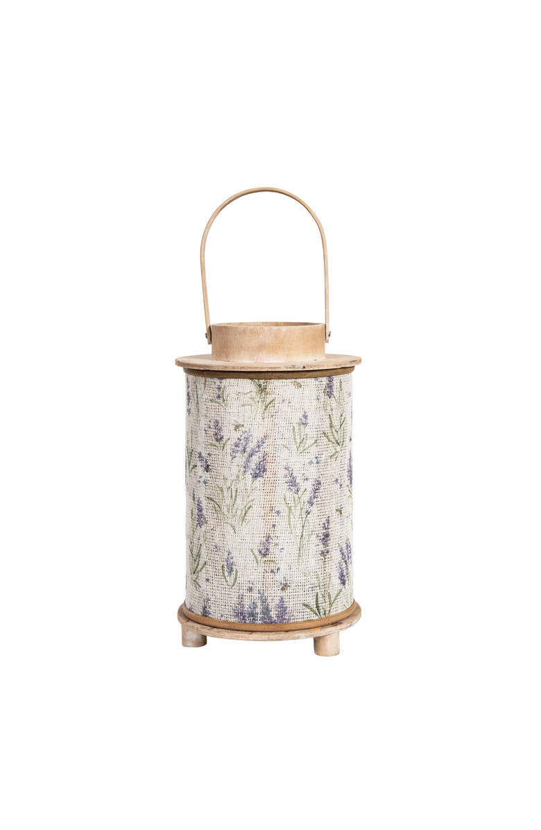 Gallerie II Lavender Fields Floral Botanical Wood Candle Holder Lantern, Main, color, White