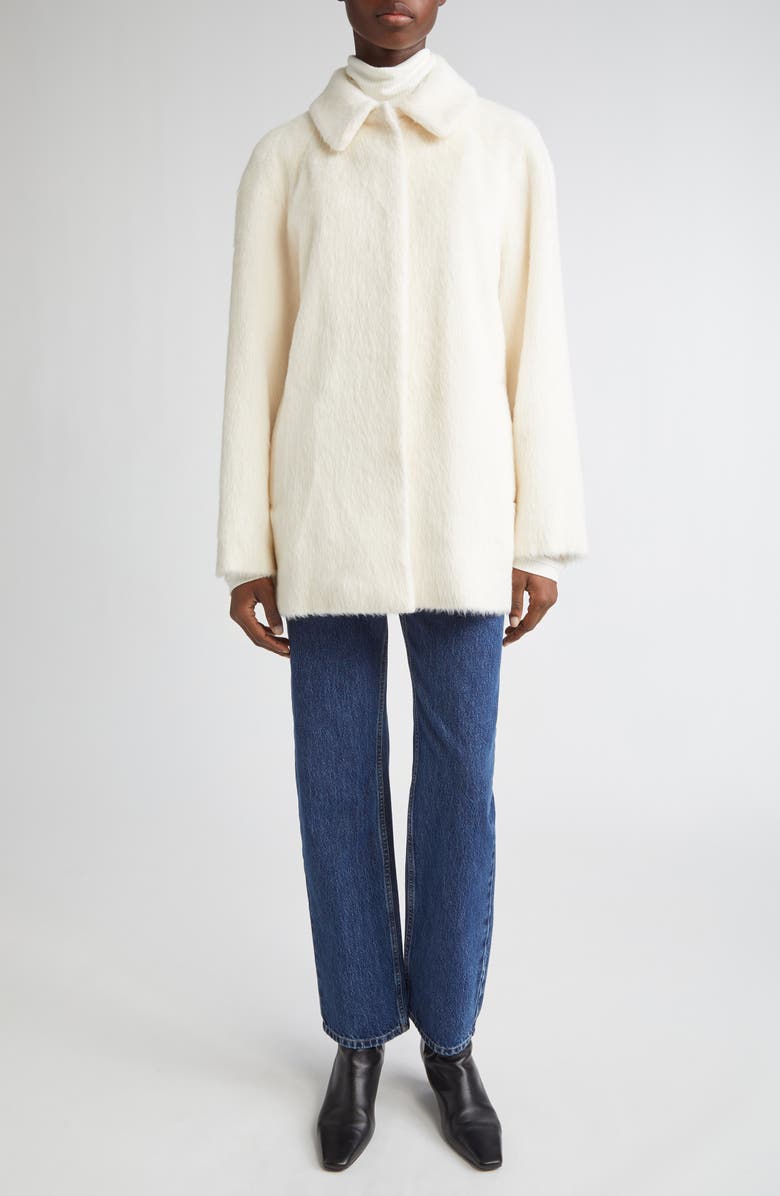 LOULOU DE SAISON Jakob Wide Fit Alpaca & Wool Short Jacket, Alternate, color, Ivory