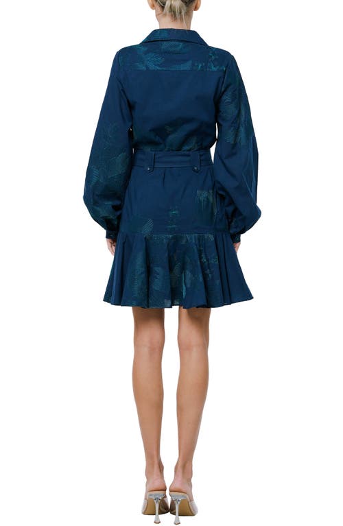 CIEBON CIEBON INA EMBROIDERED LONG SLEEVE COTTON SHIRTDRESS