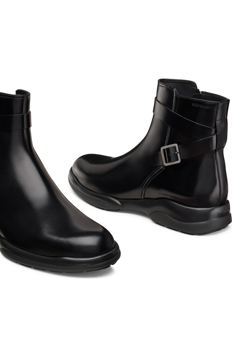 Stuart Weitzman Crew Buckle Boot, Alternate, color, Black