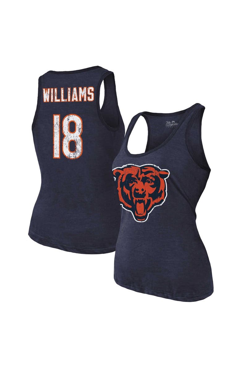 Majestic Threads Women's Majestic Threads Caleb Williams Navy Chicago Bears Name & Number Tri-Blend Scoop Neck Tank Top, Main, color,