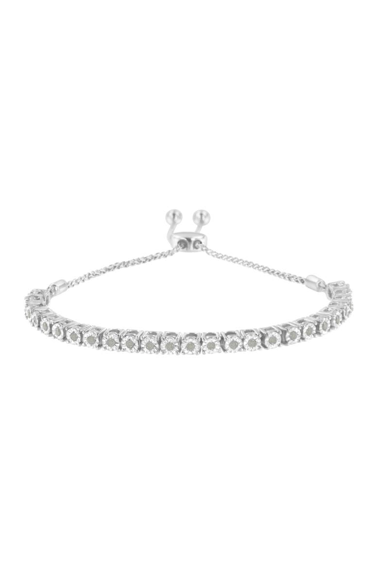 Silver 1/4 Cttw Miracle-Set Diamond Bolo Tennis Bracelet, Main, color, Silver