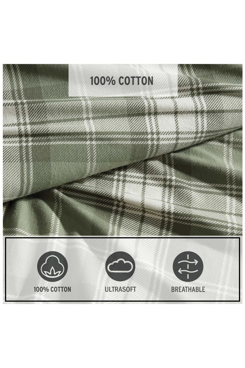 Heartland Plaid Print Flannel Sheet Set, Alternate, color, MEDIUM / DARK GREEN