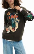 Desigual Abstract Floral Cotton Graphic Sweatshirt