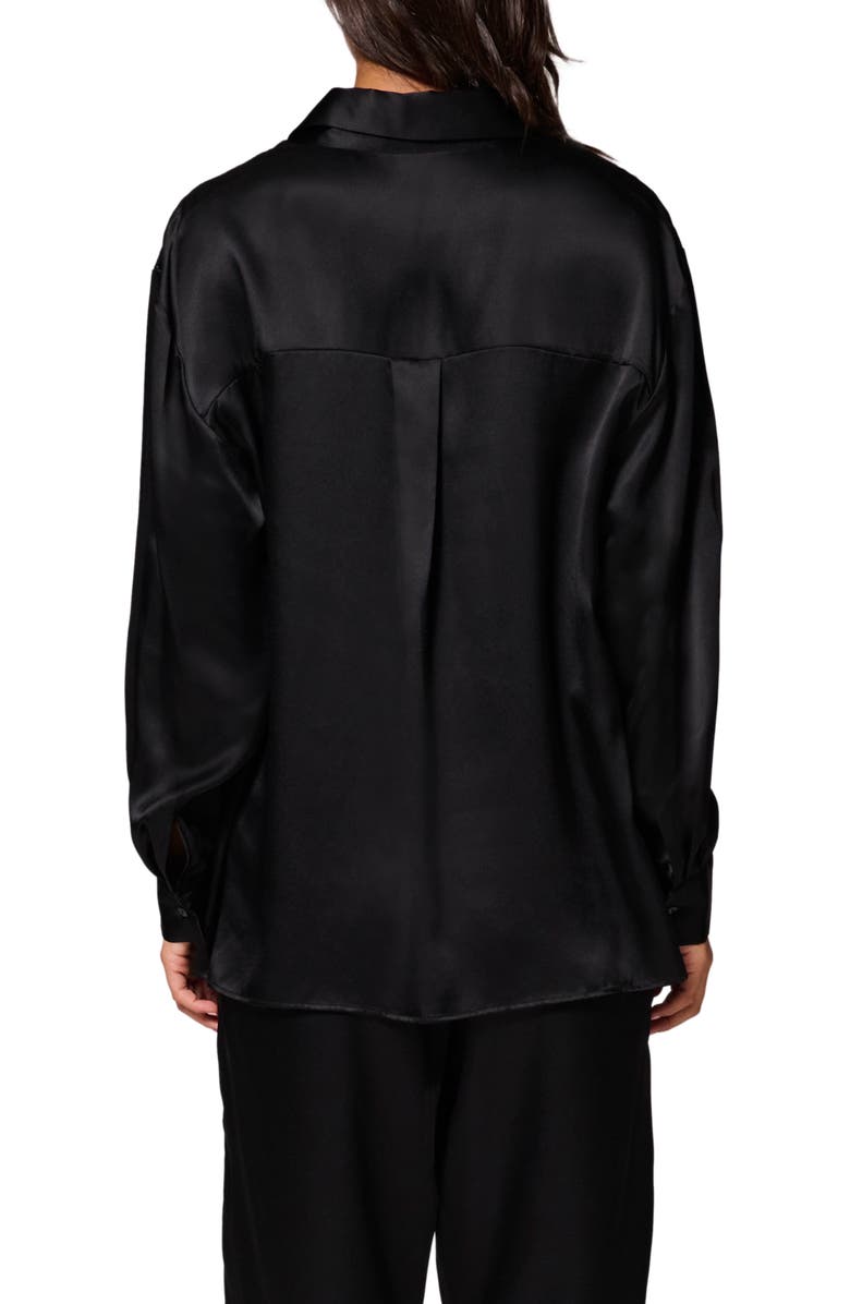 Simone Perele Love Me Silk Blend Button-Up Shirt, Alternate, color, Black