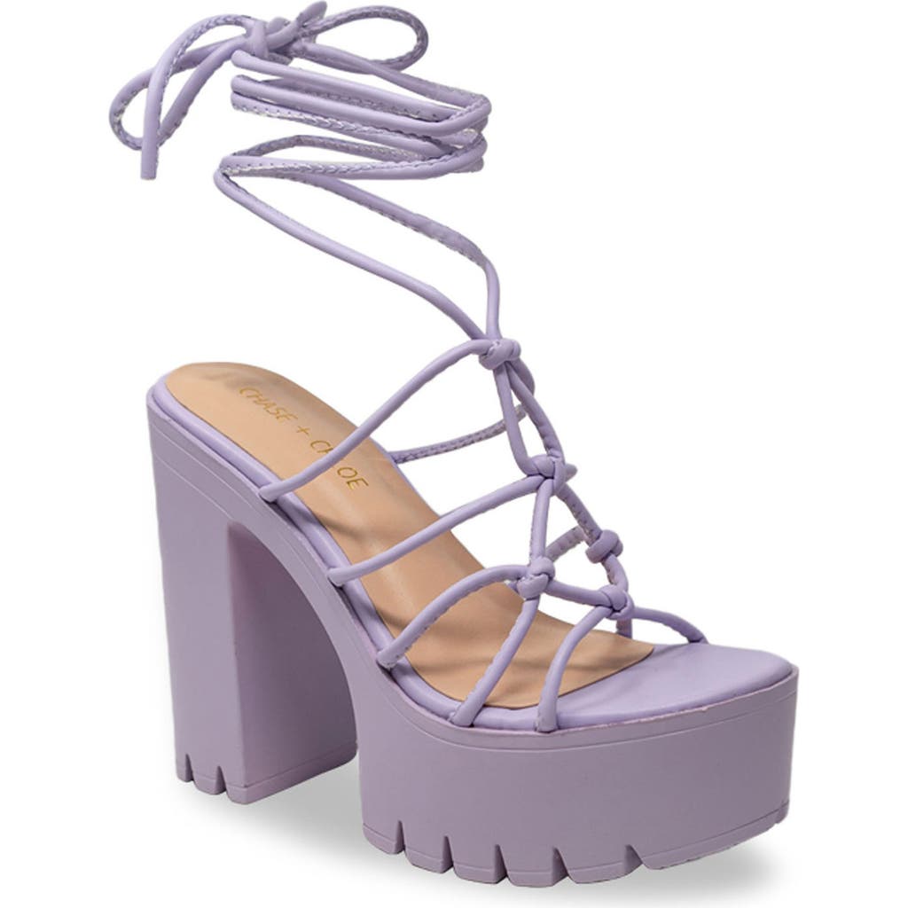 Chase & Chloe Chase And Chloe Knotted Ankle Wrap Platform Sandal