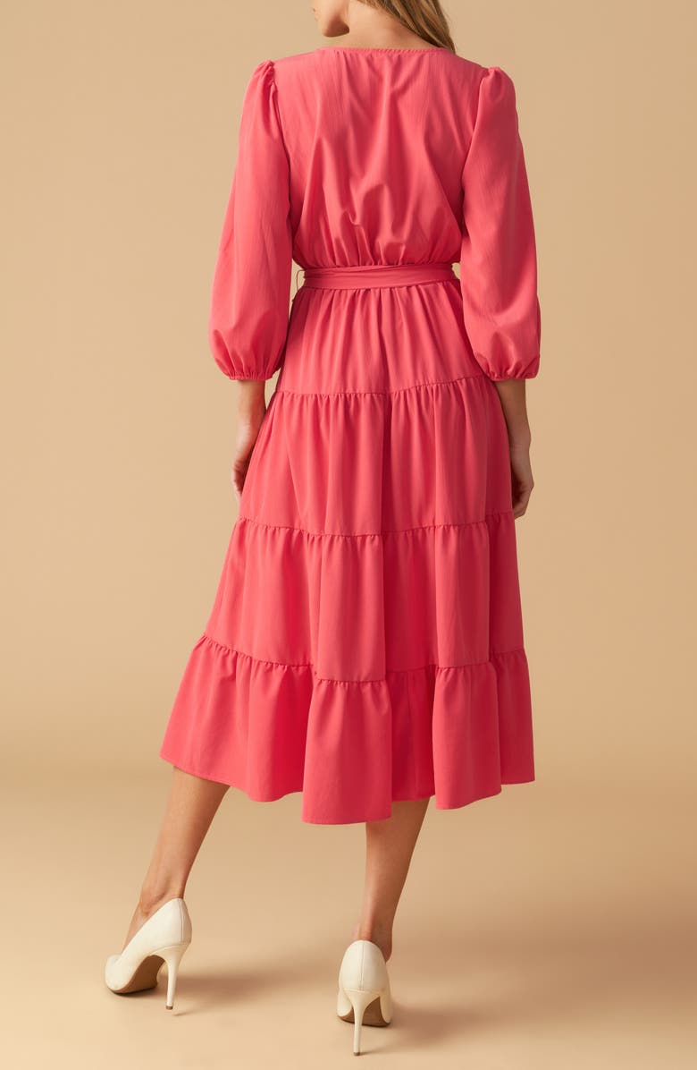 FLYING TOMATO Long Sleeve Faux Wrap Midi Dress, Alternate, color,