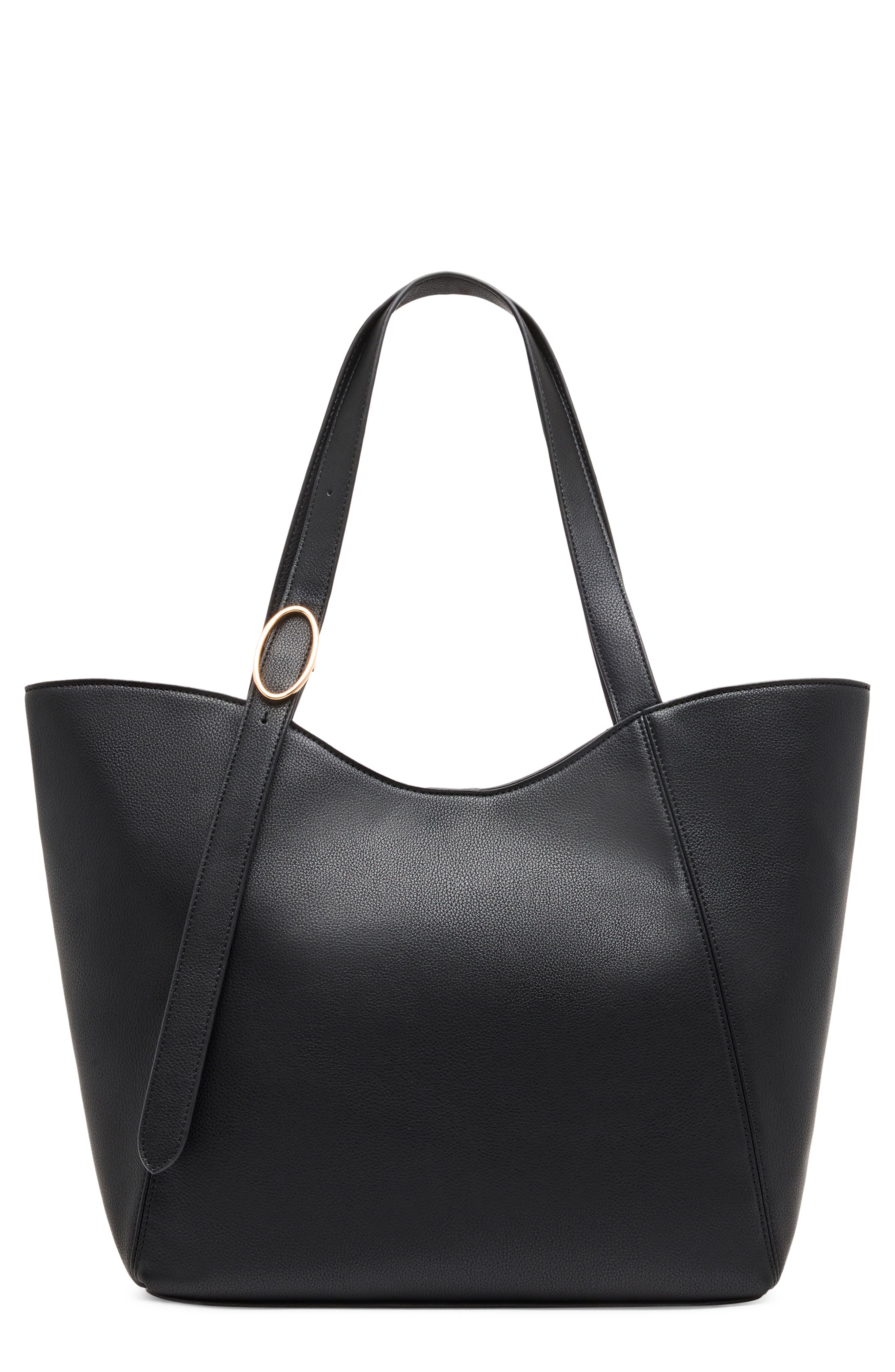 Faux Leather Tote with Pouch