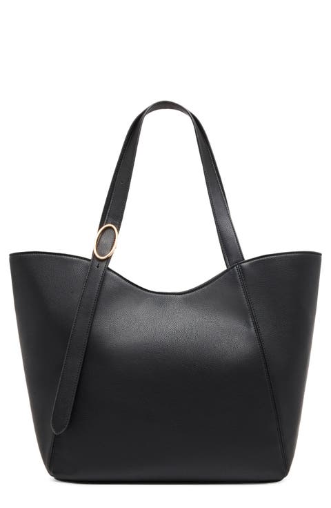 Faux Leather Tote with Pouch