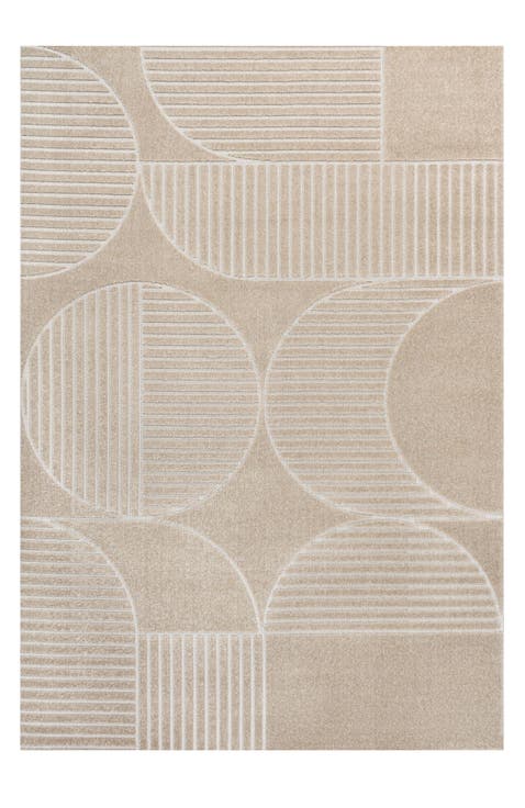Nordby High-Low Geometric Arch Scandi Striped Indoor/Outdoor Area Rug