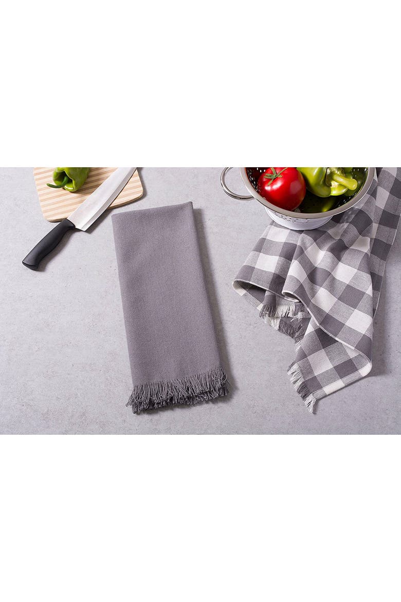 Gray Asst Heavyweight Fringed Dishtowel Set/4, Alternate, color, Gray