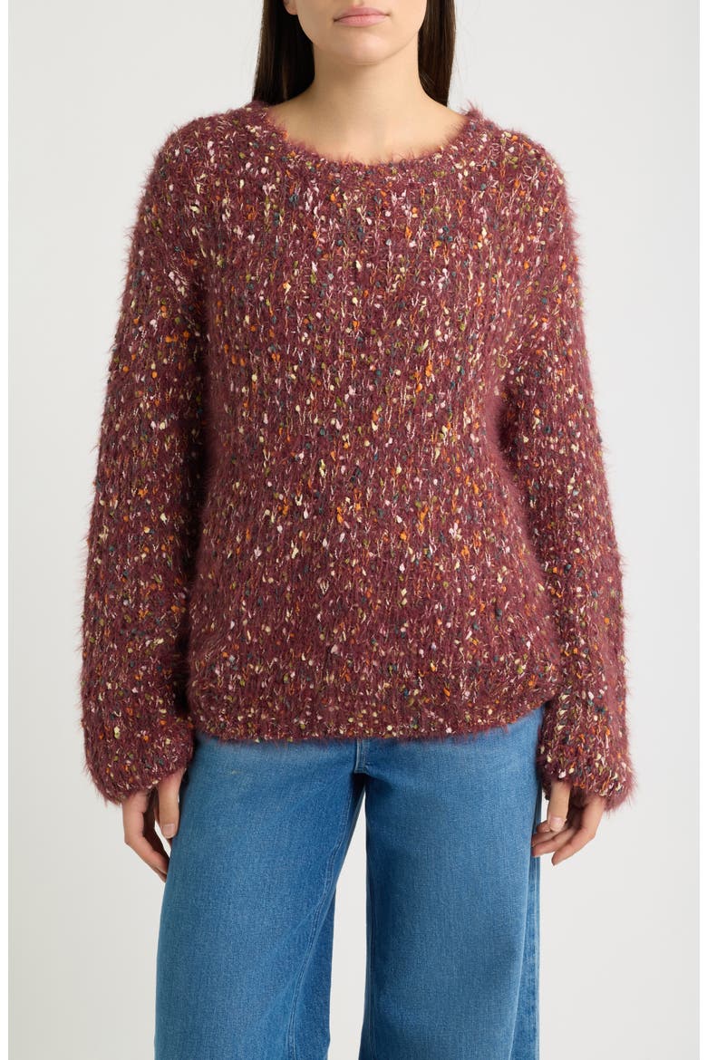 Speckled Sweater, Main, color, BORDEAUX