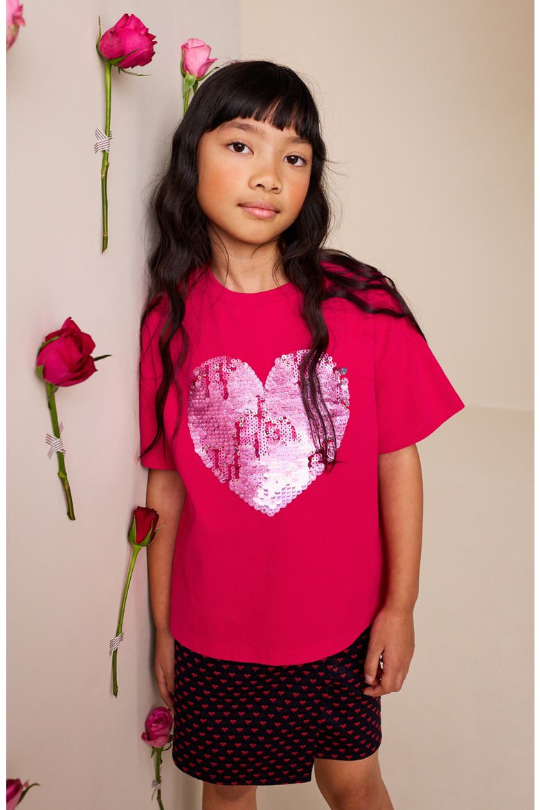 Kids' Sequin Heart T-Shirt, Alternate, color, RED