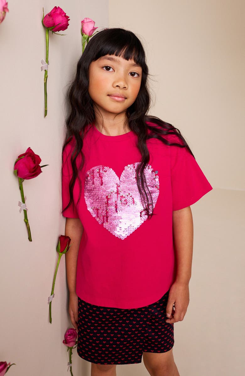 NEXT Kids' Sequin Heart T-Shirt, Alternate, color, Red