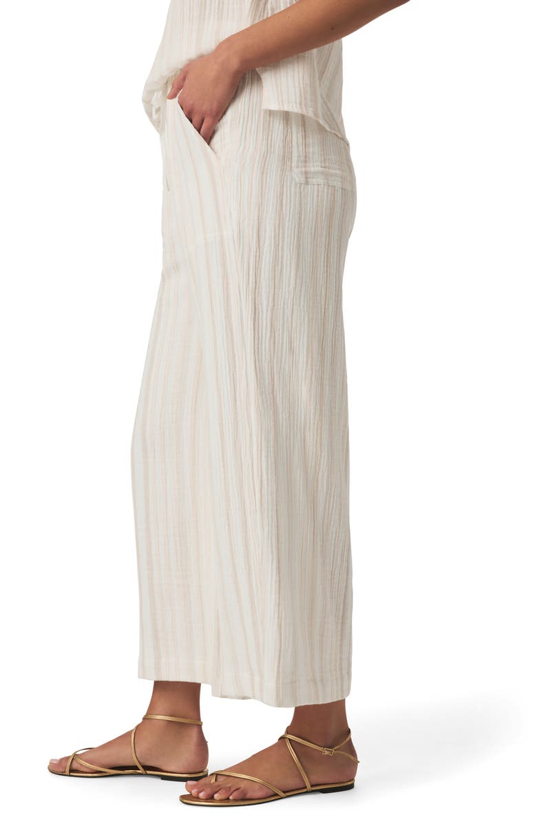 Splendid Kit Stripe Cotton Gauze Crop Wide Leg Pants, Alternate, color, Fawn Multi Stp