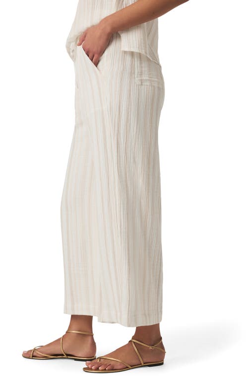 Splendid Kit Stripe Cotton Gauze Crop Wide Leg Pants In Neutral