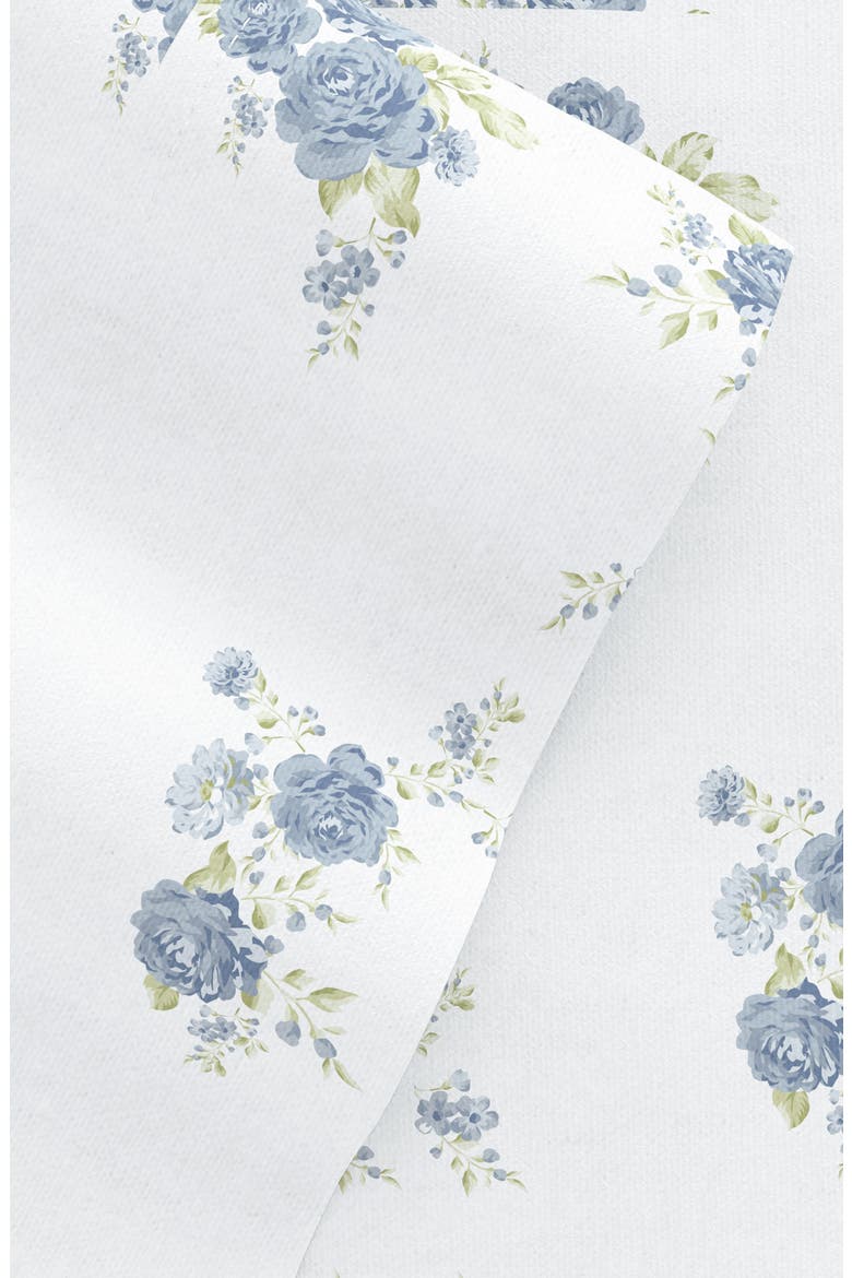 Premium Rose Bunch 4-Piece Flannel Bed Sheet Set, Alternate, color, LIGHT BLUE