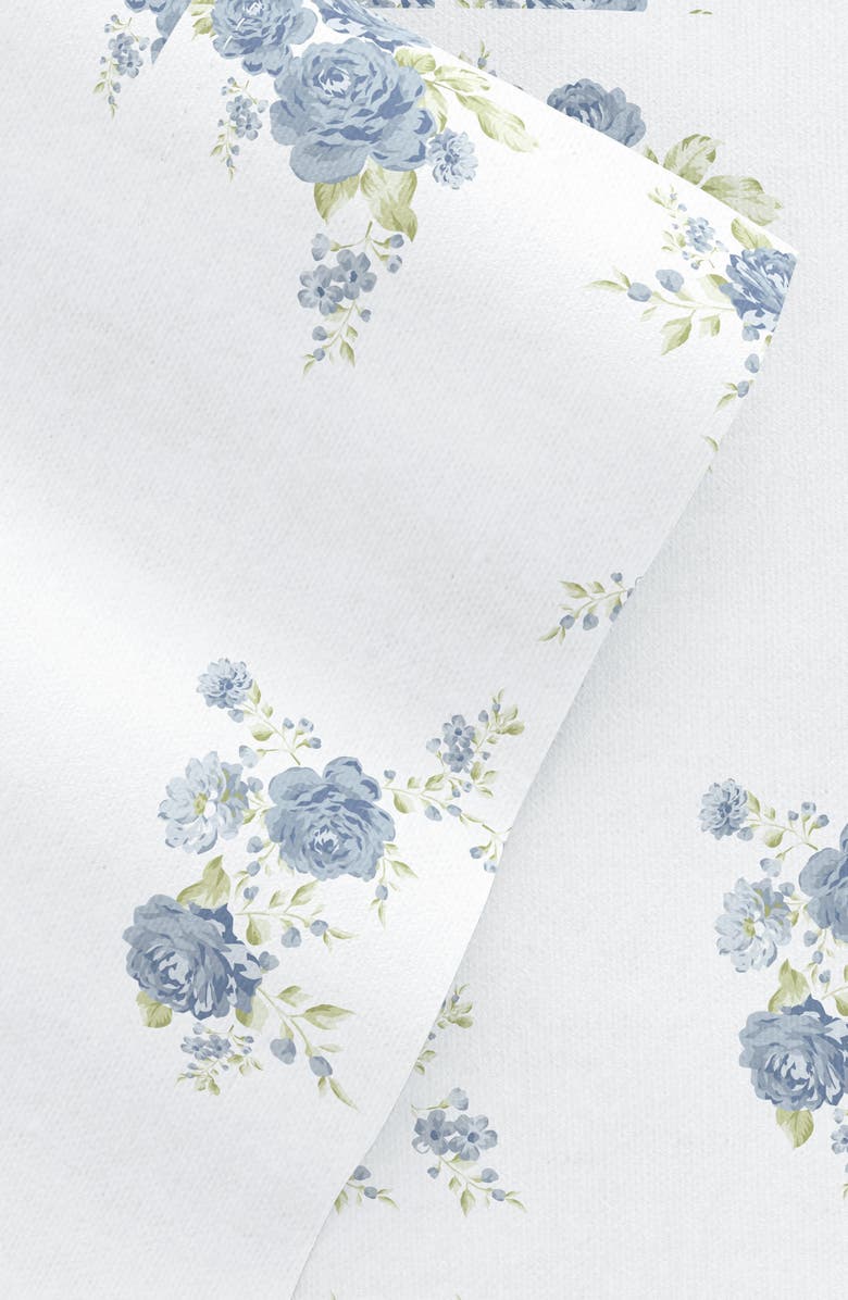 HOMESPUN Premium Rose Bunch 4-Piece Flannel Bed Sheet Set, Alternate, color, Light Blue