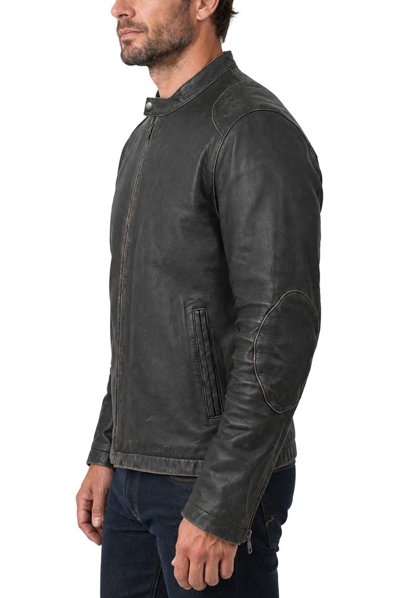 Leather Moto Jacket, Alternate, color, BLACK