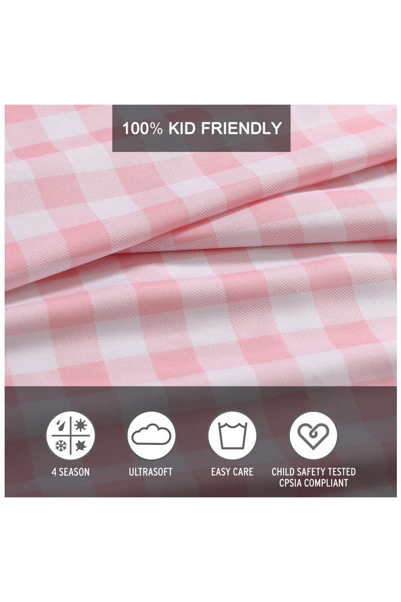 Poppy Plaid Microfiber Sheet Set, Alternate, color, MEDIUM PINK
