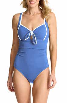 Island Cays Cabana Tie Front One-Piece Swimsuit
