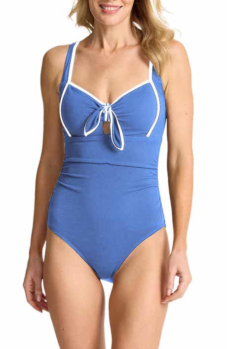 Tommy Bahama Island Cays Cabana Tie Front One-Piece Swimsuit