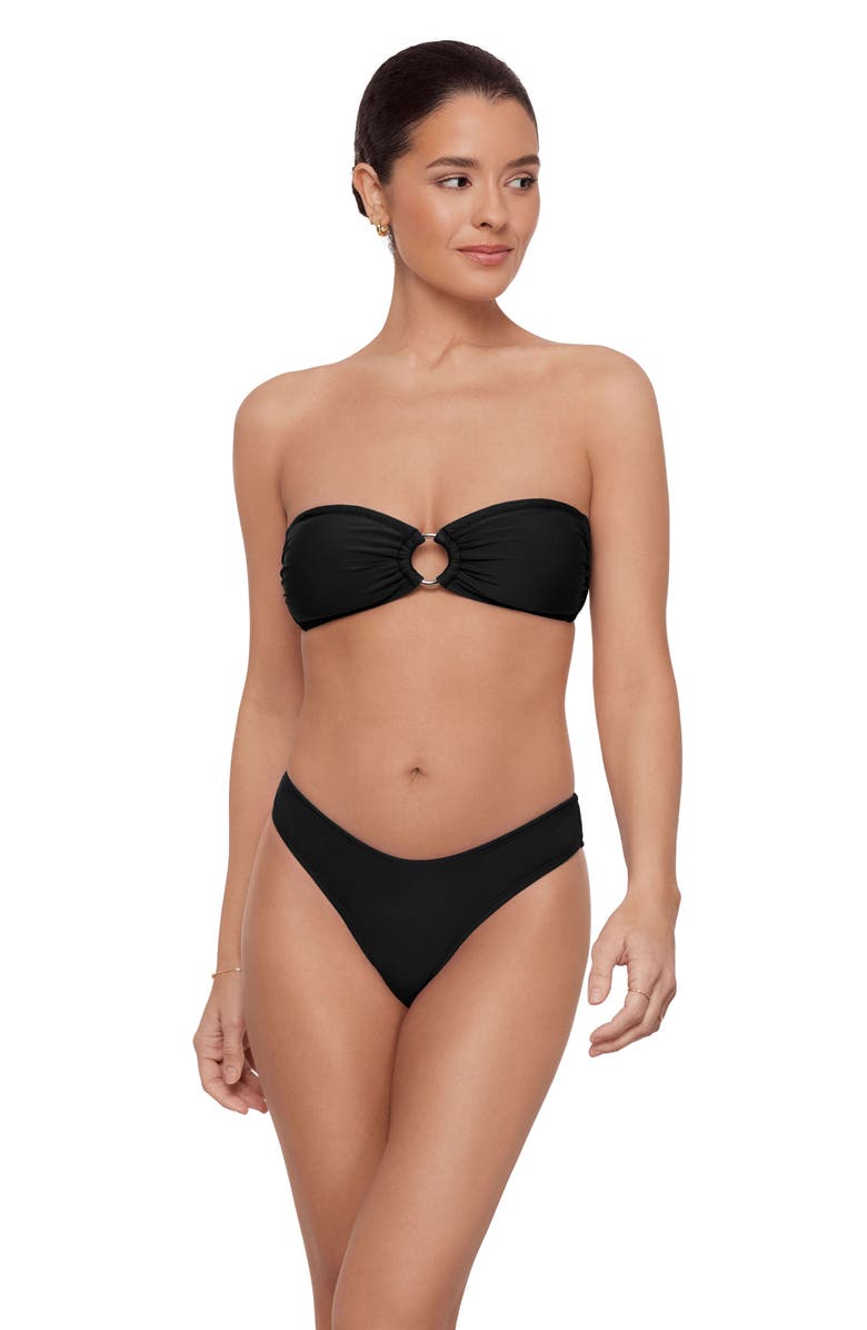 Aqua Green Ring Front Bandeau Bikini Set, Alternate, color, Black