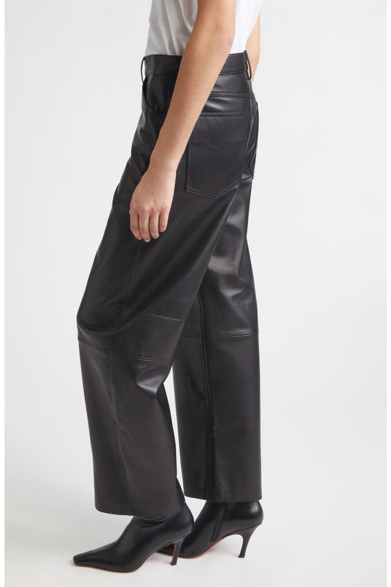 Tribeca Leather Barrel Leg Pants, Alternate, color, BLACK
