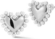 SPHERA MILANO Faux Pearl Heart Stud Earrings