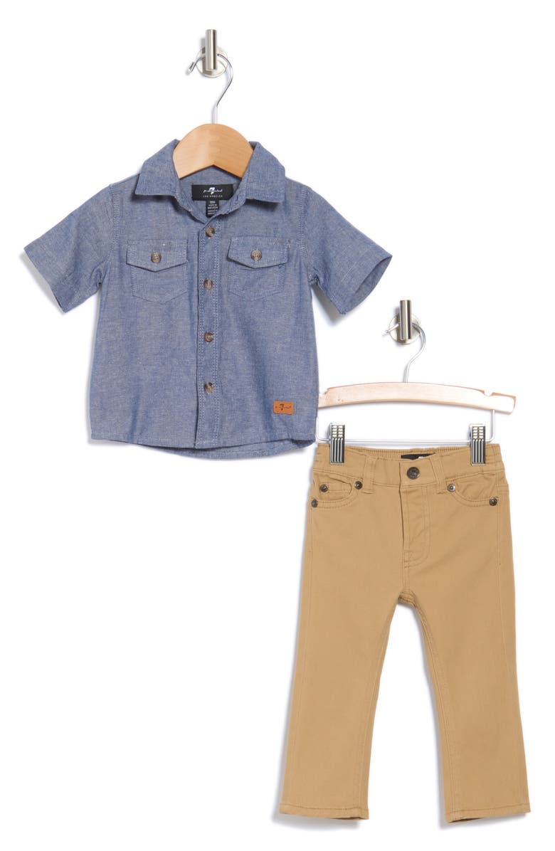 7 For All Mankind Chambray Shirt & Pants Set, Main, color,