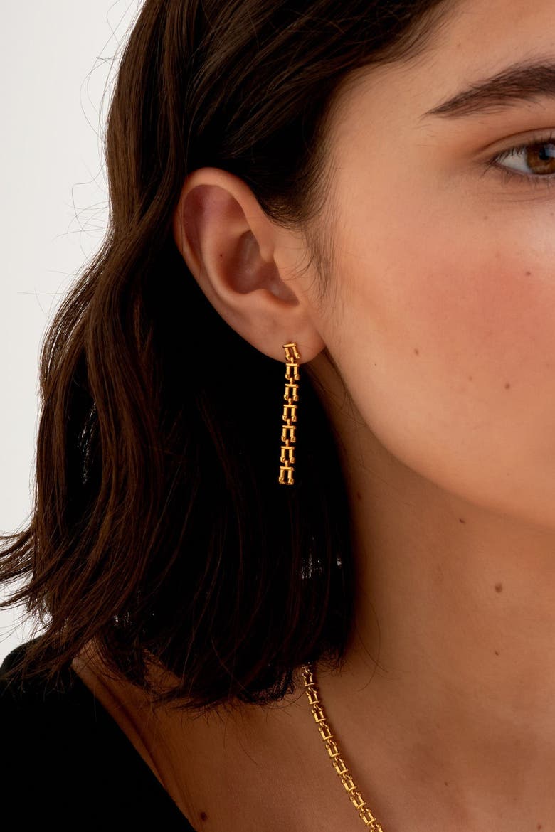 Grecian Waterproof Gold Link Multi-Wear Earrings, Alternate, color, Gold