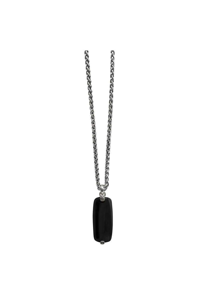 Onyx Gemstone Tag Sterling Silver Pendant, Alternate, color, BLACK