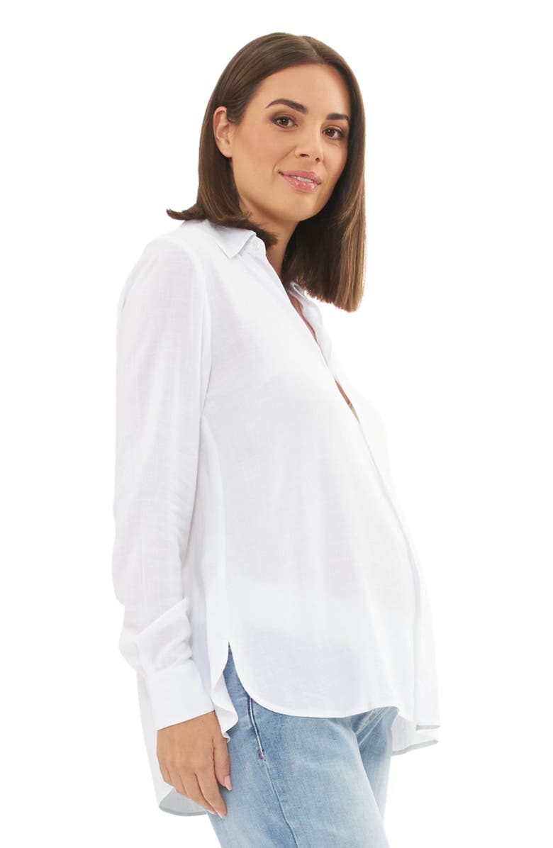 Ripe Maternity Clara Button Down Maternity Shirt, Alternate, color, White