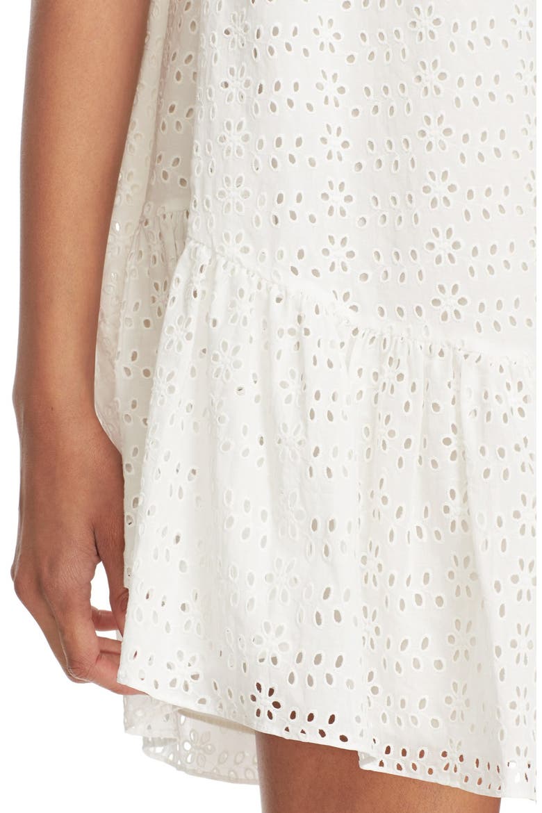 'Pippa' Off the Shoulder Eyelet Dress, Alternate, color, WHITE