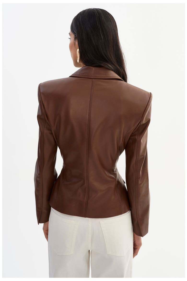 Wiley | Leather Belted Blazer, Alternate, color, Mid Brown