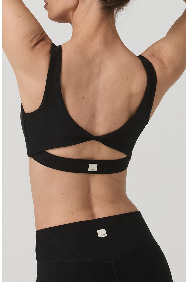 Elevation Rhythm Cutout Sports Bra, Alternate, color, BLACK HEATHER