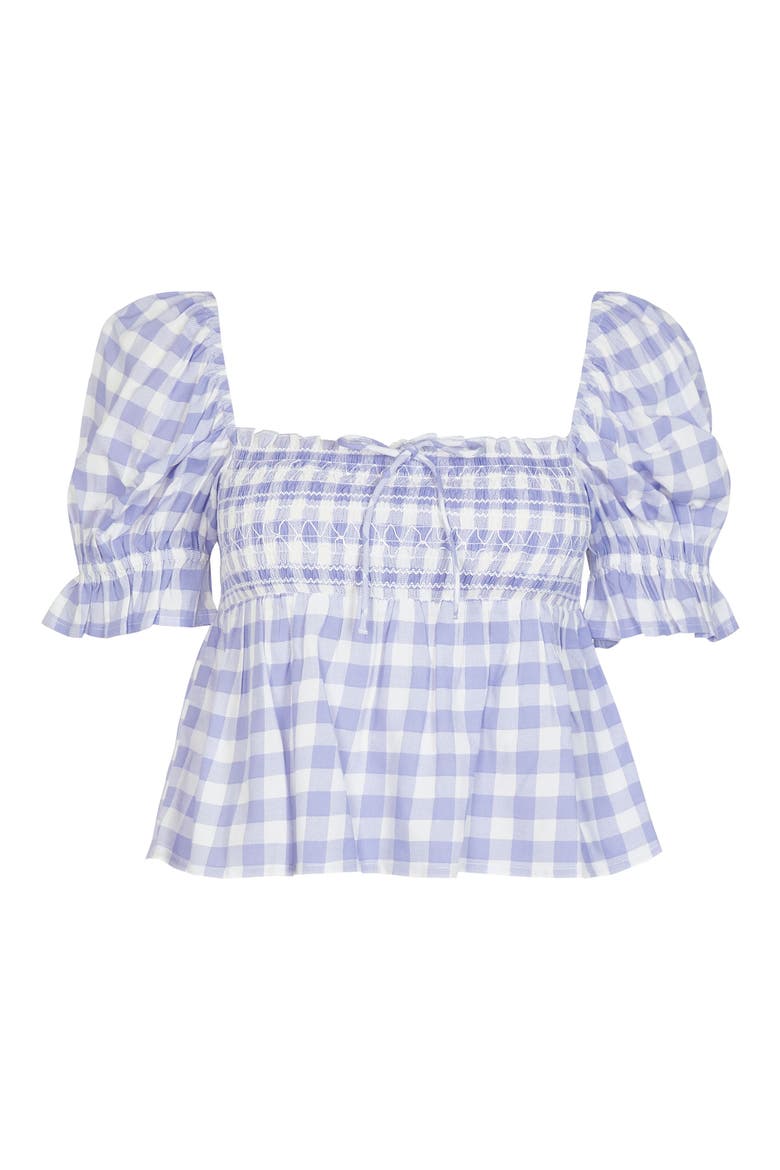 Gingham Check Swing Crop Top, Alternate, color, LIGHT PURPLE